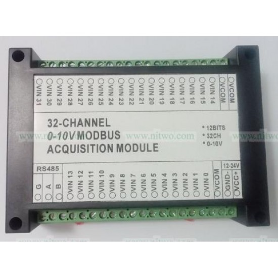 32 AI Voltage Acquisition Module RS485 Modbus board 0-10V 12bit