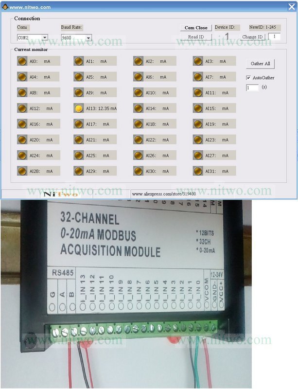32-AI-4-20mA-Current-Acquisition-12bit--Modbus-optocoupler-isolate-RS485-Module-