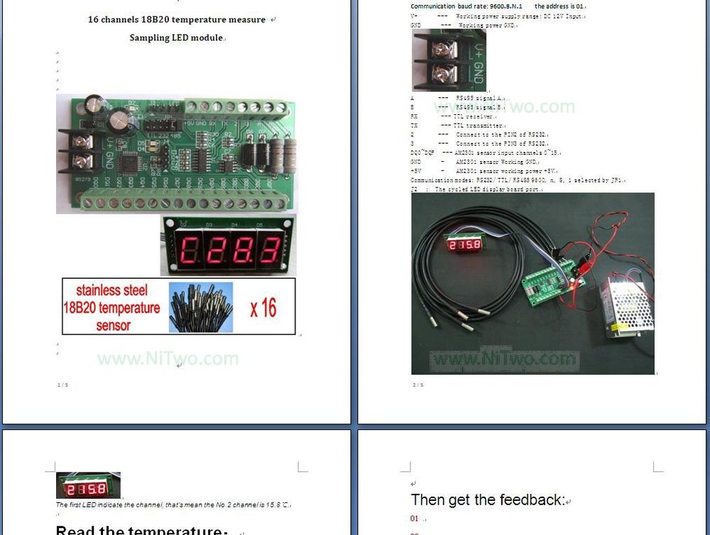 WITH-LED-Meter-16-way-Humidity-and-Temperature-AM2301-RS485-RS232-TTL-Board--Mod